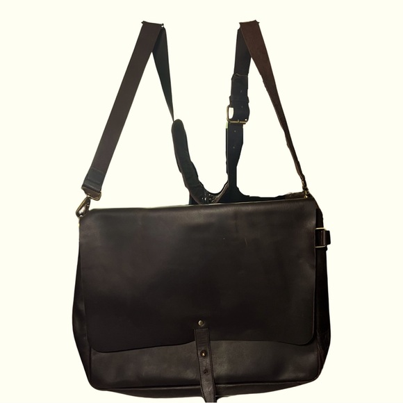 NWOT Computer bag in chocolate brown leather - Picture 1 of 8